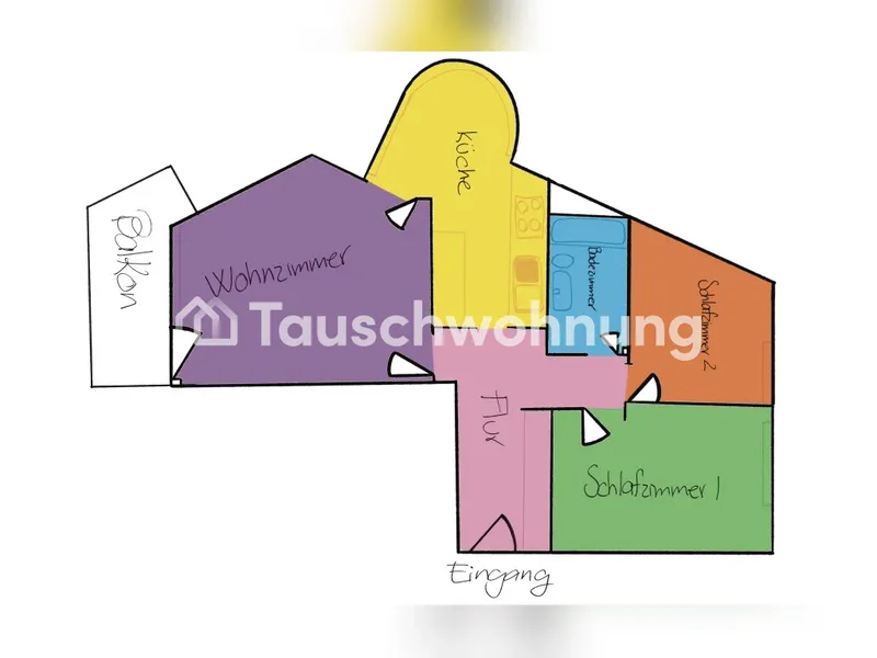 Tauschwohnung: 2 Zimmer, hell und Südbalkon, Tausch gegen 3–4 Zi — photo 1